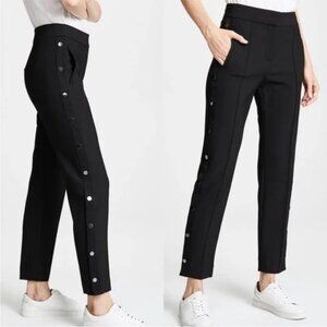 Veronica Beard Irving Pant Button Leg Ponte Straight Leg Ankle Black Size 4 EUC